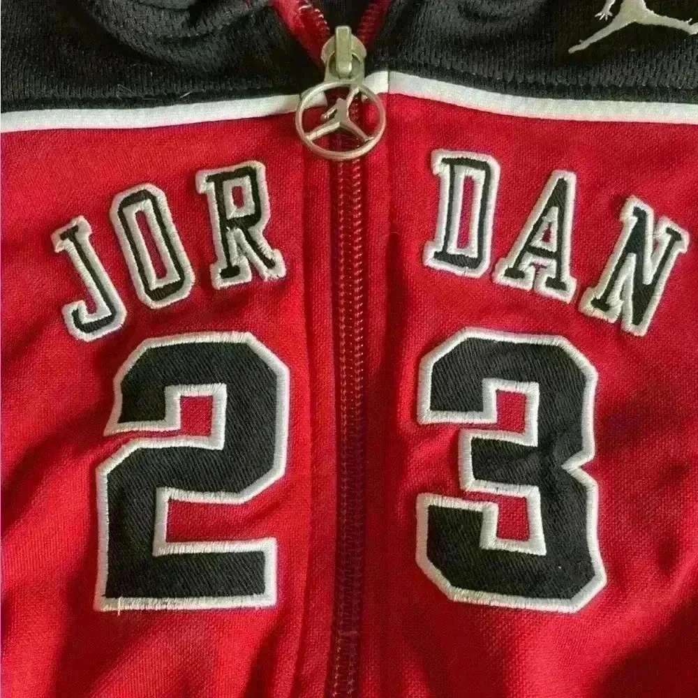 Michael Jordan 23 Kids 12M Full Zip Jacket Red, Black and White